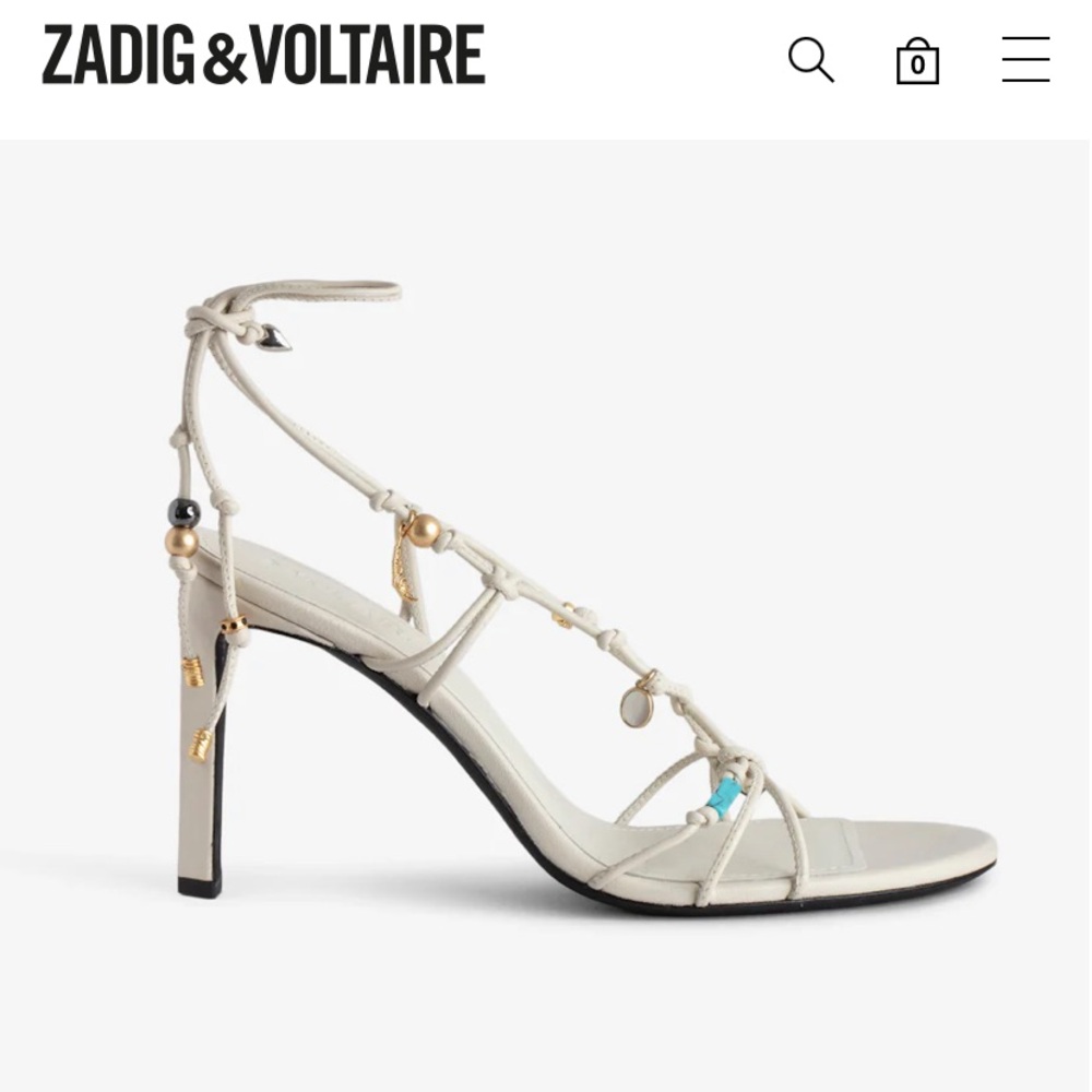 NWT Zadig & Voltaire Lamb Leather Alana Charm Stone Jewel Embellished Sandals